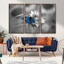 Blue Butterfly Black and White Canvas Wall Art by MyGreatCanvas | Canvas Wall Art Prints | Photo Prints & Wall Decor