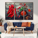 Red Chili Peppers Wall Art Kitchen Artwork Canvas Print