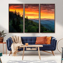 Forest Landscape Wall Art Sunset Canvas, Forest Sunset