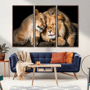 Lion and Lioness Wall Art Canvas Print – Framed African