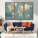 Classic World Map Canvas Print – Framed Vintage Map Wall