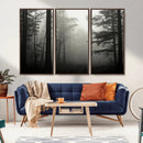 Misty Forest Wall Art Premium Canvas Print a Foggy and