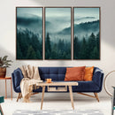 Captivating Misty Foggy Forest Wall Art Premium Canvas Print