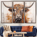 Vintage Scottish Highland Cow Cattle Art, Scottish Highland