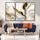 Gold Waves on Pure White Canvas – Gold Abstract Art for