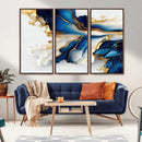 Gold Marble Art - Abstract Geode Gold And Blue Marble Shape