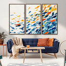 Abstract Fish Shoal Wall Art Canvas Print, Colorful Fish