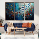 Modern Abstract Fish Shoal Wall Art Canvas Print, Colorful