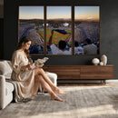 Dodger Stadium Sunset Game Triple Canvas Wall Art - Los