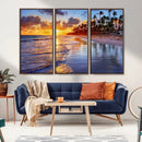 Serene Beach Sunset Wall Art Canvas- Coastal Seascape Print