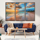 Serene Beach Sunset Wall Art | Coastal Ocean Canvas Print |