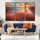 Sunset Beach Wall Art | Ocean Canvas Print | Coastal Wall