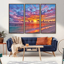 Vibrant Sunset Beach Wall Art - Ocean Sunset Canvas Print |