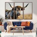 Texas Bull Longhorn Wall Art Canvas Print for Farm House