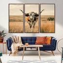 Texas Cow Longhorn Wall Art Canvas Print for Farm House Wall