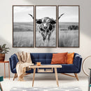 Texas Cow Longhorn Wall Art Canvas Print for Farm House Wall