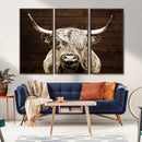 Highland Cow Wall Art Canvas Print, Rustic Farmhouse Decor,
