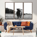 Black and White Highland Cow Wall Art Canvas Print | Rustic by MyGreatCanvas | Canvas Wall Art Prints | Photo Prints & Wall Decor