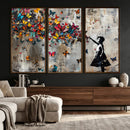Banksy Wall Art - Banksy Girl and Butterfly Explosion Wall by MyGreatCanvas | Canvas Wall Art Prints | Photo Prints & Wall Decor