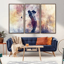 Abstract Watercolor Golf Player Wall Art Canvas Print