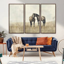 Chines Style Grunge Horses Wall Art Canvas Print