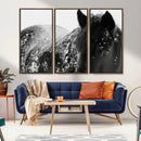 Black Horse in Snow Canvas Print | Winter Horse Wall Art |