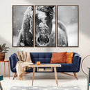 Black and White Horse Winter Wall Art | Ready to Hang and