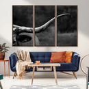 Cow Longhorn Wall Art | Black and White Print | Ready to by MyGreatCanvas | Canvas Wall Art Prints | Photo Prints & Wall Decor