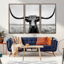 Longhorn Bull Canvas Print | Rustic Farmhouse Wall Art |