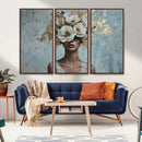 Golden Petal Wall Art - Petal Silhouette Woman Wall Art by MyGreatCanvas | Canvas Wall Art Prints | Photo Prints & Wall Decor