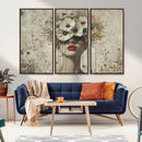 Abstract Floral Women Patel Wall Art Canvas Print