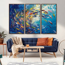 Colorful Swirling Fish School Wall Art Canvas Print |