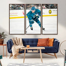 San Jose Sharks Ice Hockey Player Wall Art Canvas Print