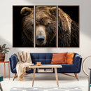 Grizzly Brown Bear Canvas Wall Art, Wildlife Animal Canvas