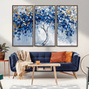 Blue and Gold Abstract Tree Wall Art Canvas Print | Modern