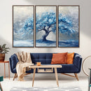 Abstract Blue Tree Art Canvas Print, Majestic Tree Wall Art
