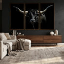 Texas Black Longhorn Bull Wall Art Canvas Print - Western by MyGreatCanvas | Canvas Wall Art Prints | Photo Prints & Wall Decor