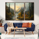 Wood Cabin Retreat Mountain at Sunset Wall Art Print - by MyGreatCanvas | Canvas Wall Art Prints | Photo Prints & Wall Decor