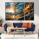 Ocean Wave at Sunset Canvas Wall Art – Vibrant Coastal Beach