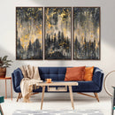 Golden Forest Abstract Wall Art | Dark Forest with Gold
