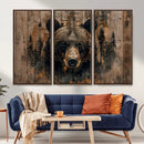 Rustic Grizzly 399 Wall Art | Triptych Canvas Print | Rustic