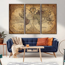 Vintage World Map Wall Art Canvas – Antique Style Push Pin by MyGreatCanvas | Canvas Wall Art Prints | Photo Prints & Wall Decor