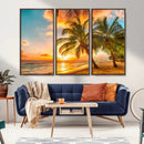 Tropical Sunset Beach Canvas Wall Art Print – Vibrant Palm by MyGreatCanvas | Canvas Wall Art Prints | Photo Prints & Wall Decor