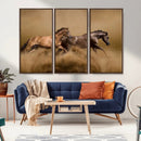Large Wall Art Canvas Print – Two Running Brown Horses