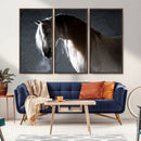 Large Wall Art Cream Colored Horse on Grey Background Canvas