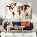 Vintage World Map Canvas Wall Art Print, Warm Tone Global by MyGreatCanvas | Canvas Wall Art Prints | Photo Prints & Wall Decor