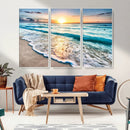 Sunset Beach Waves Canvas Wall Art – 5-Panel Ocean Sunset by MyGreatCanvas | Canvas Wall Art Prints | Photo Prints & Wall Decor