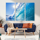 Blue Big Wave Surfing Ocean Canvas Wall Art Artwork Print