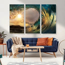 Golden Wave Sunset Canvas Print – Large Coastal Wall Art for