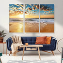 Golden Sunset Beach Print Canvas Wall Art, Giclee Canvas